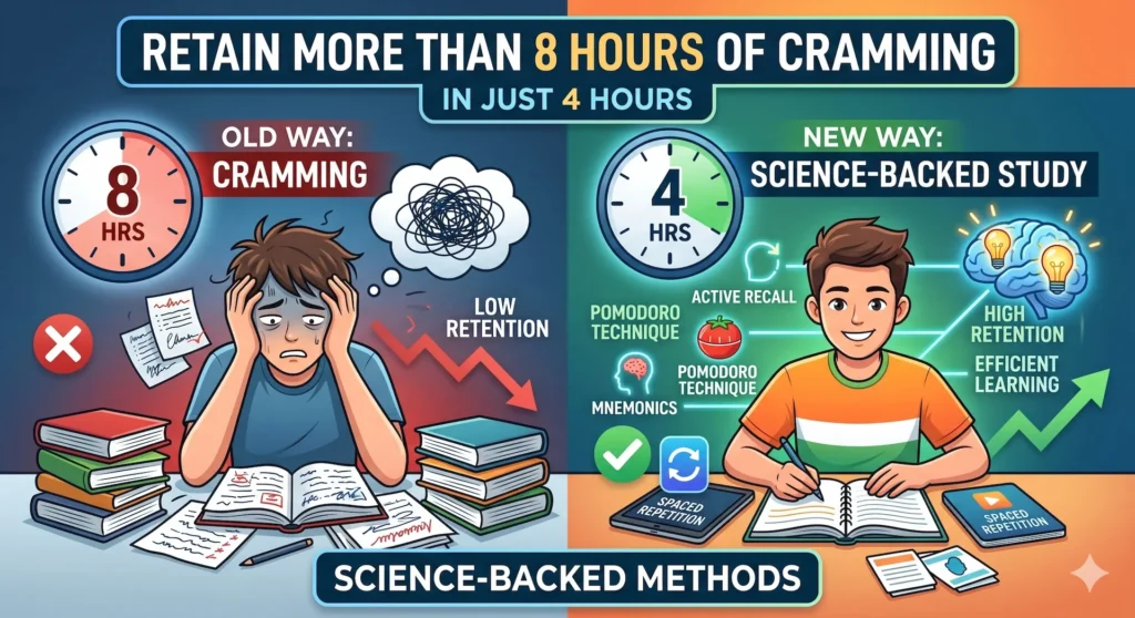 How to Study Just 4 Hours and Retain More Than 8 Hours of Cramming